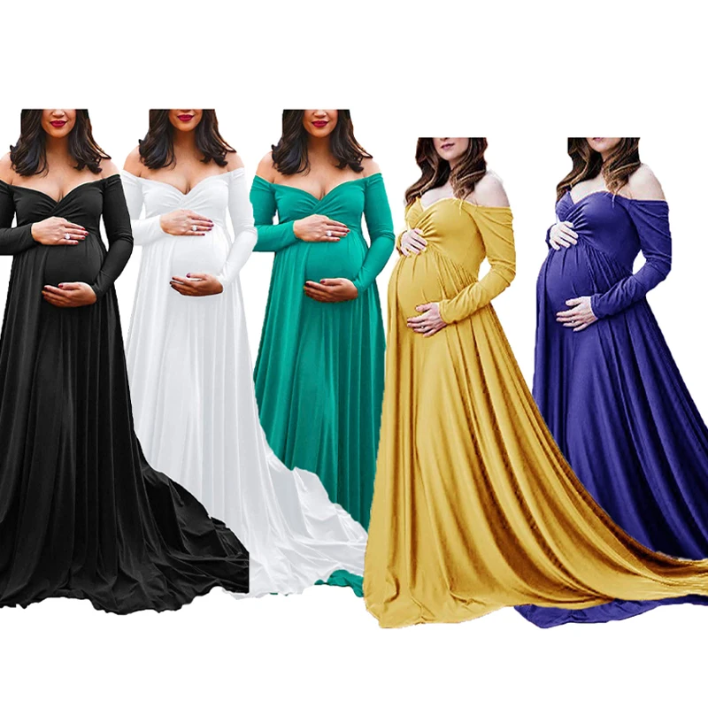 

2022 Women's Evening Dress Sexy V-Neck Dress For Pregnant Women Clothing Maternity Clothes Pregnant Photo Props Costume Dresses