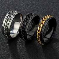 new spinner gear chain rings men stainless steel metal goldblacksilver color finger rings nice jewelry gift