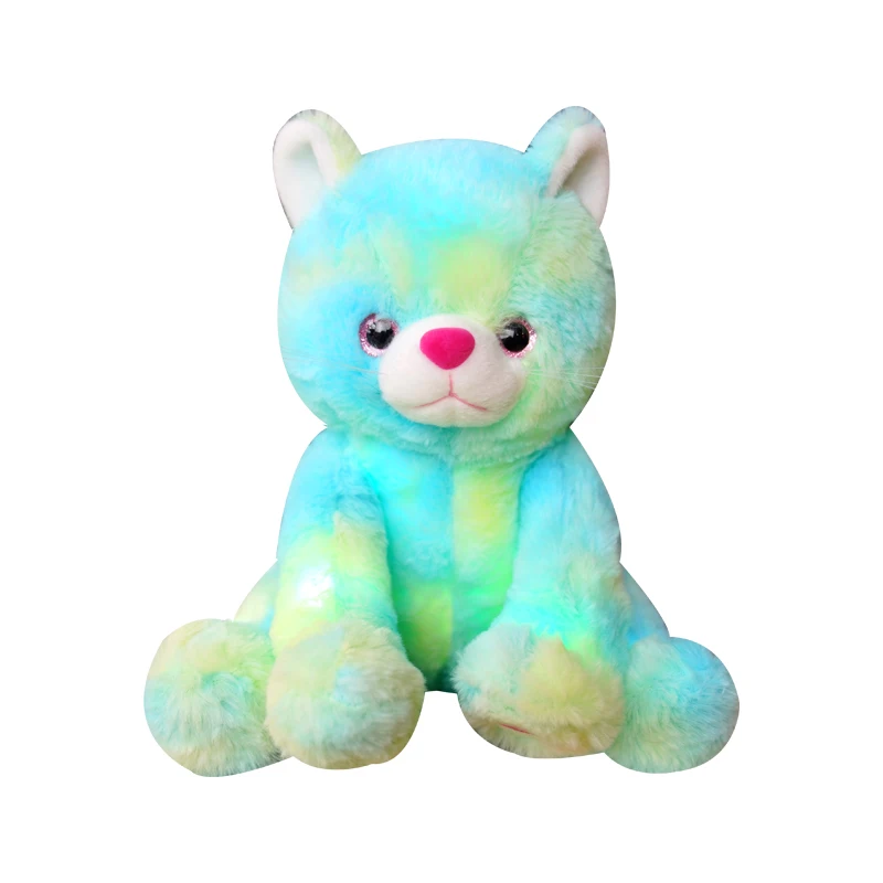 

25 см креативная светодиодный ящаяся светодиодная кошка, красочная светящаяся кошка, плюшевая светящаяся игрушка, мягкая кукла для детей, де...