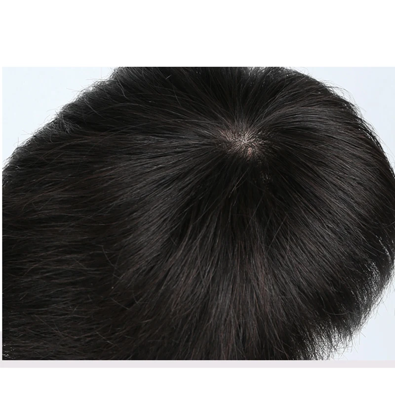Top Piece Closure Toupee Straight Synthetic Protein silk Hair Hand-made Natural Black Topper Hairpiece | Шиньоны и парики