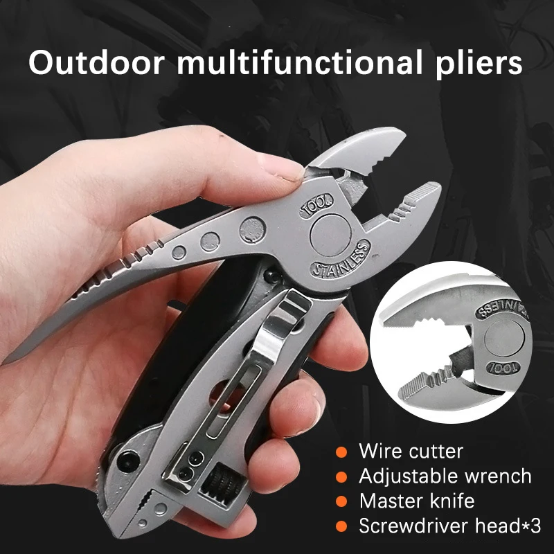 

1 шт на открытом воздухе многофункциональные плоскогубцы карман Ножи отвертка набор регулируемый гаечный ключ гаечный Repair выживания ручно...
