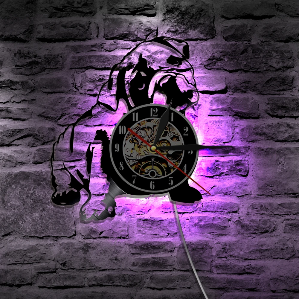 Британский Бульдог настенные часы бульдог виниловая пластина щенок Униформа