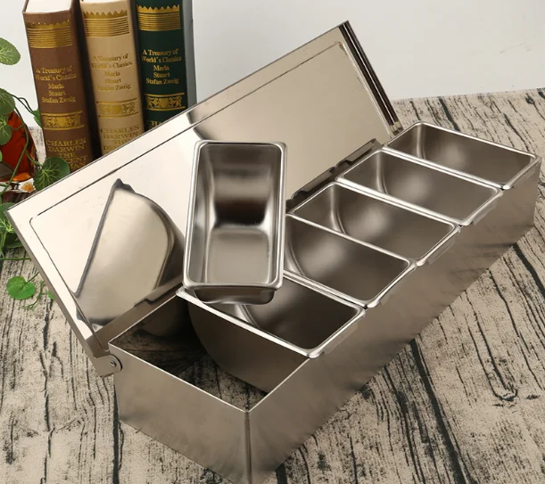 

High-grade 304 Stainless Steel Seasoning Box Hotel Seasoning Box With Lid Storage Box Household Seasoning Tank Seasoning Box