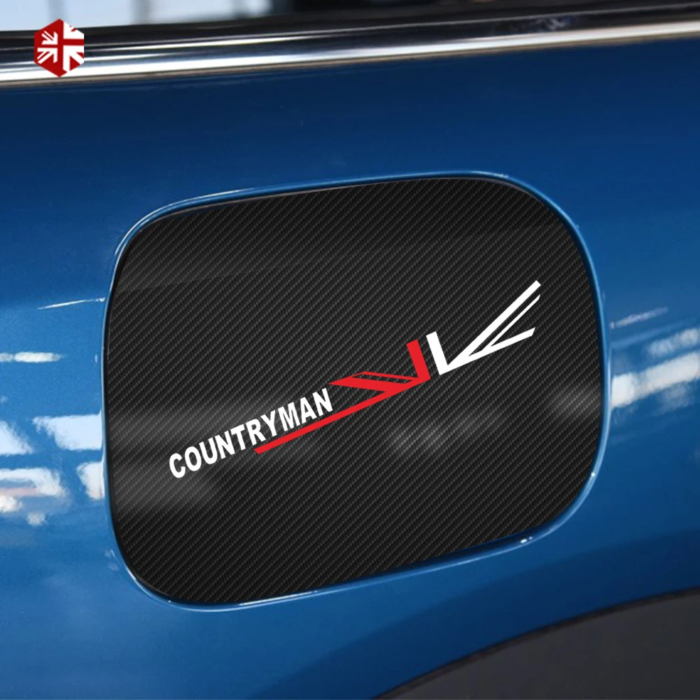 5D Carbon Fiber Vinyl Decal Unon Jack Decoration Car Fuel Tank Cap Sticker For Mini Cooper Countryman F60- Accessories