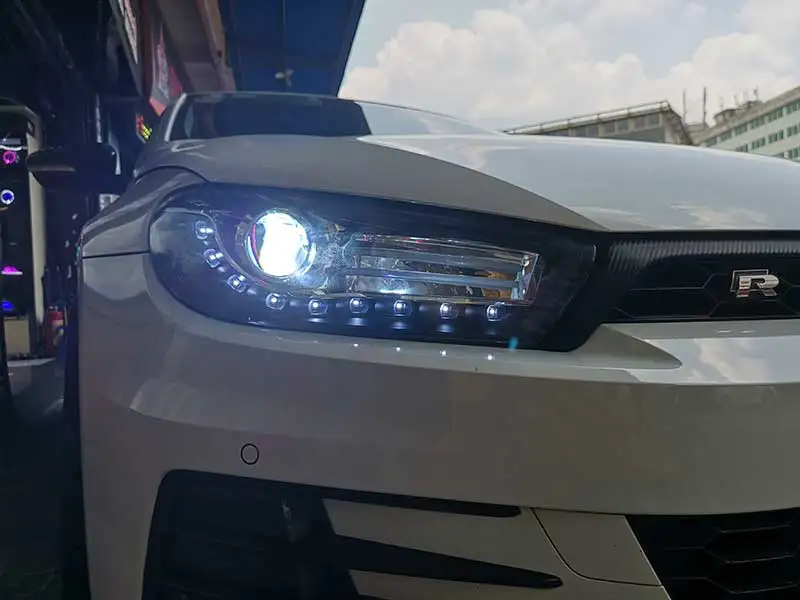 1 пара для Volkswagen Scirocco светодиодная фара 2008- года передняя фара в сборе с дневным ходовым светом