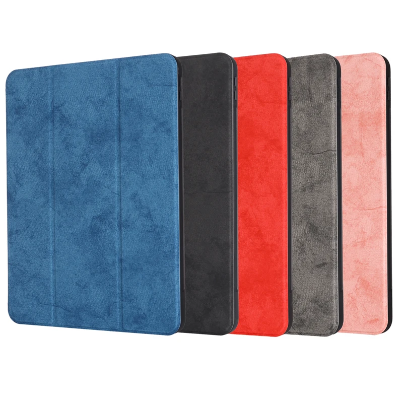 

For iPad Pro 11 inch 2020 Cloth Skin Leather Case Retro Business Slim Flip Stand Smart Cover for Apple iPad 11" With Pen Set