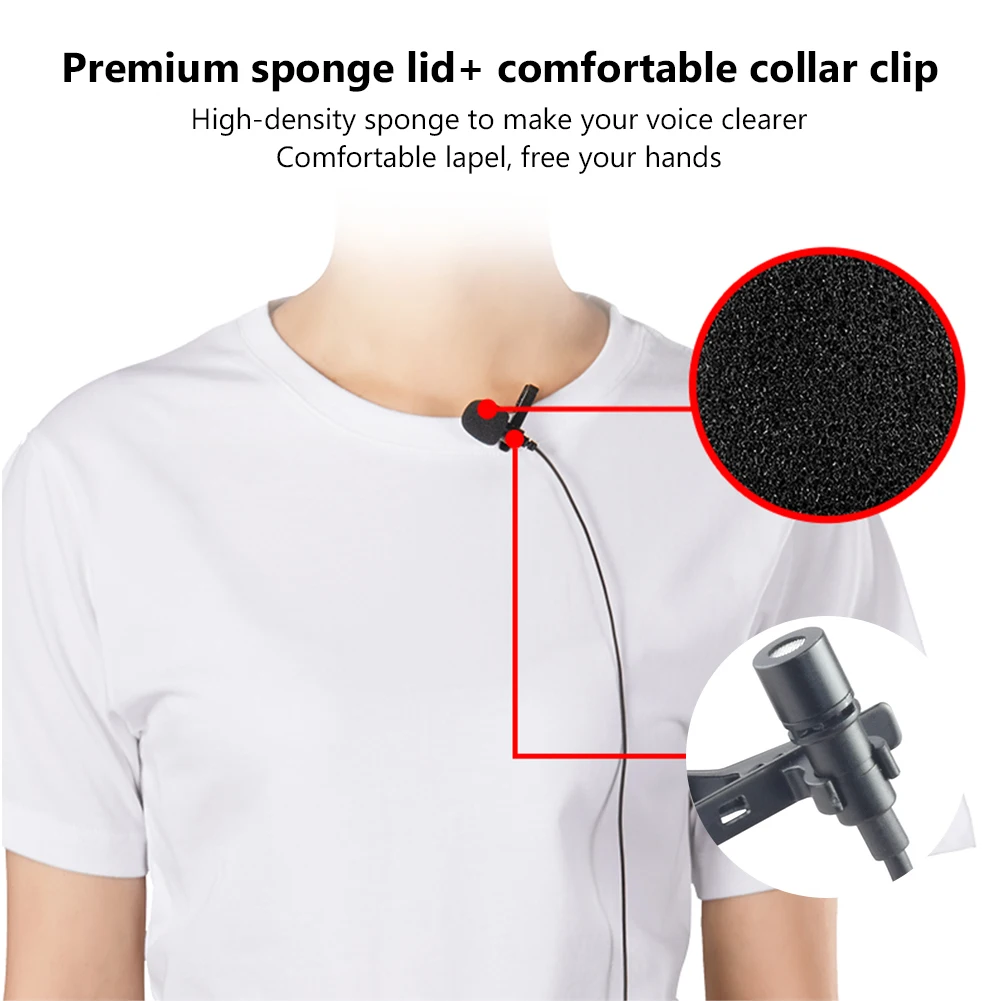 

1.5m Mini Portable Lavalier Microphone 3.5mm Jack Condenser Clip-on Lapel Mic Wired Mikrofo/Microfon for Phone for Laptop PC
