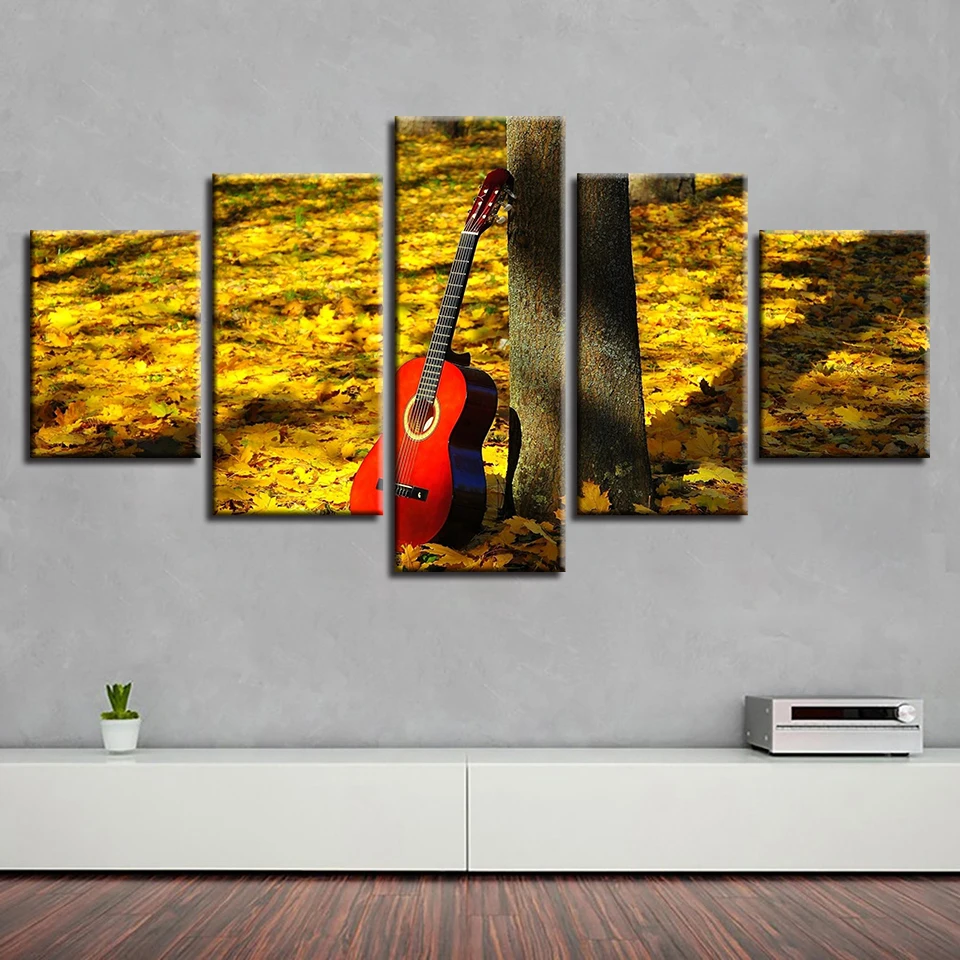 

5d Diy Diamond Painting Wall Art Handmade Guitar Leaves Cross Stitch Picture Home Decal Room Decor Full Round Drill Embroidery