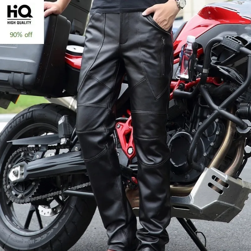 2020 Новое поступление мужские брюки модные натуральная кожа обтягивающие