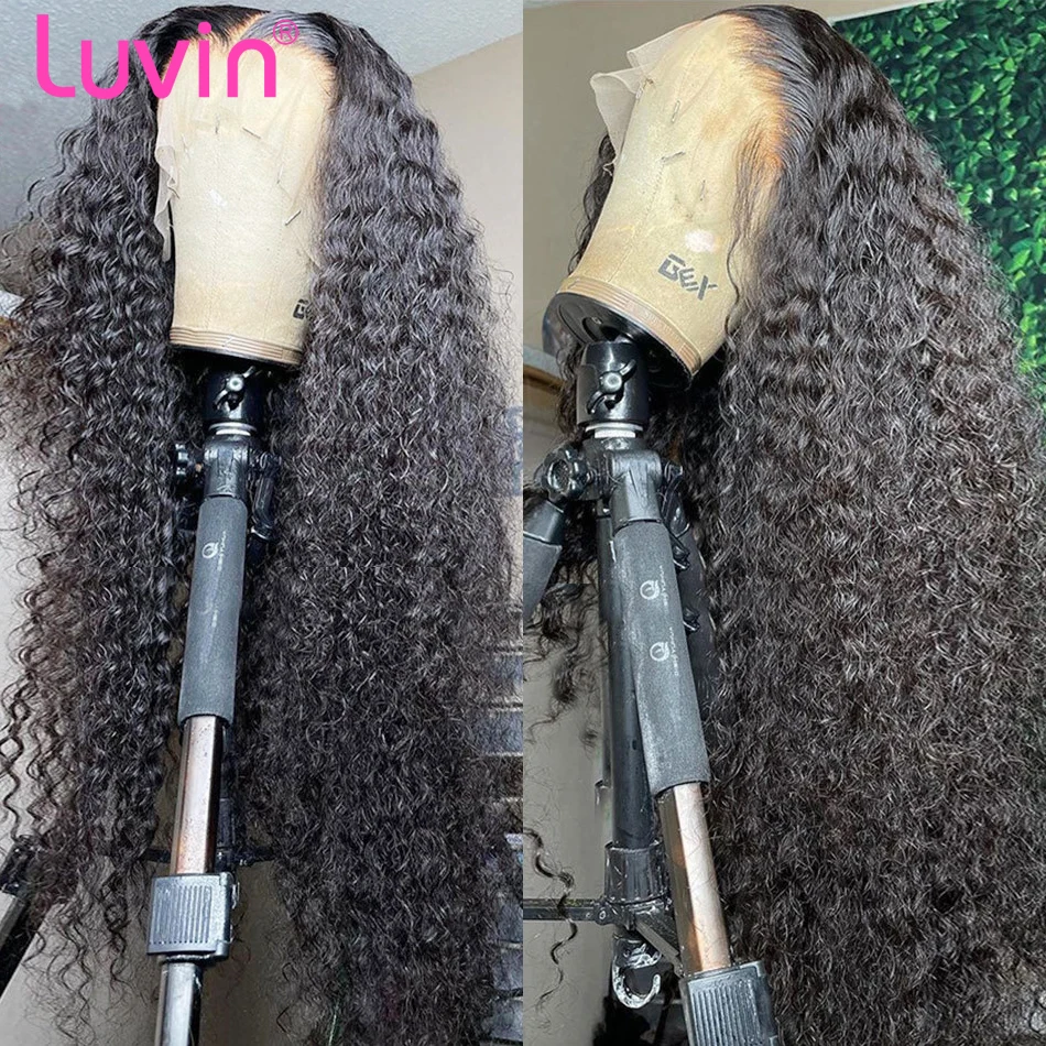 Luvin 28 30 32 дюйма бразильская глубокая волна 13x4 кудрявые кружевные парики водные