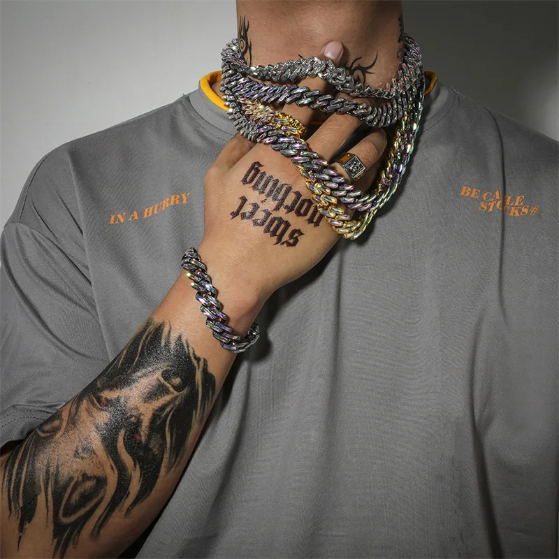 Мужские браслеты с кристаллами ожерелье из кубинской прямоугольной формы в