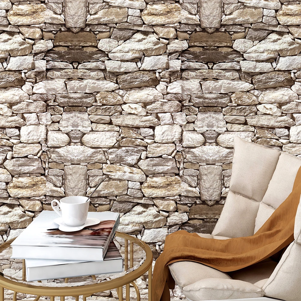 

3D Personalized stone brick pattern wallpaper self-adhesive waterproof and moisture-proof background decorative wallpaper