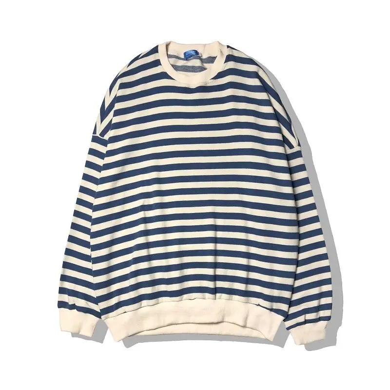

Autumn Cotton Striped Hoodie Men's Fashion Casual O-neck Sweatshirt Men Streetwear Loose Hip-hop Pullover Hoodiemen Men Hoody