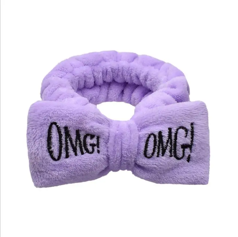 Новые повязки на голову из кораллового флиса с надписью OMG и бантом для женщин