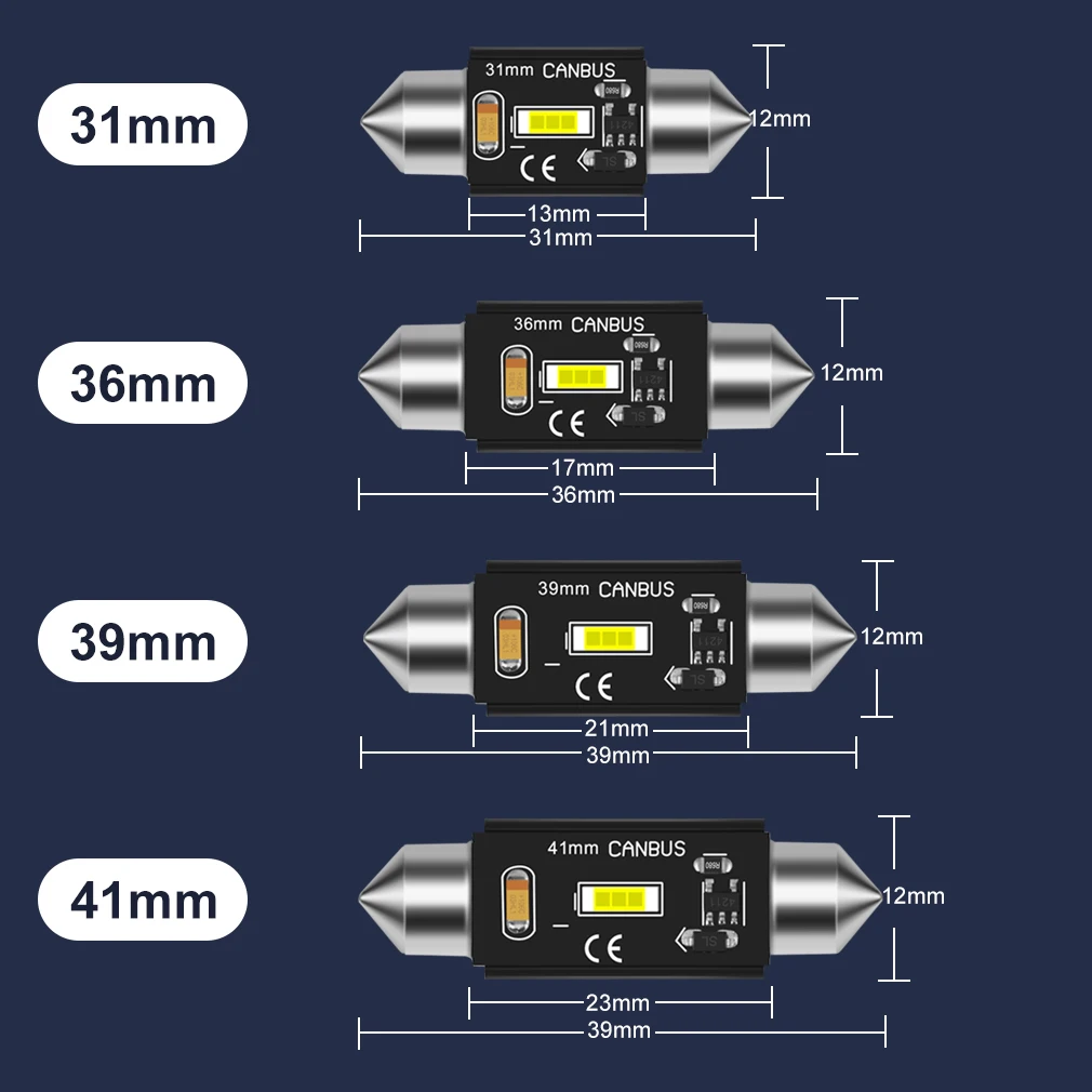 2x C5W Festoon CSP светодиодная лампочка для Peugeot 206 307 406 407 207 208 308 508 2008 3008 4008 6008 301 408 |