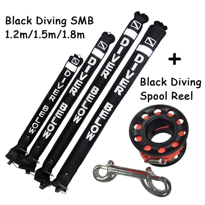 Diving Black SMB 1.2m/1.5m/1.8m Buoy Visibility Safety Inflatable Scuba Diving SMB Surface Signal Marker