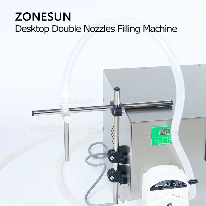 

ZONESUN Double Heads Peristaltic Pump Manual Semi-automatic Liquid Gel Toner Perfume Filling Machine Juice Wine Filler