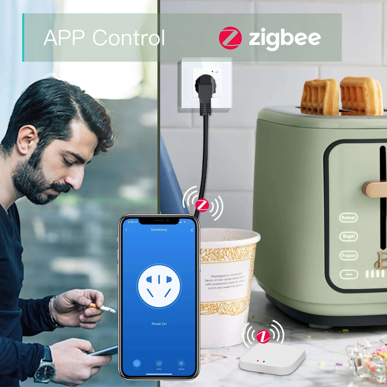 Настенная умная розетка Bseed ZigBee европейского и русского стандарта работает с Tuya