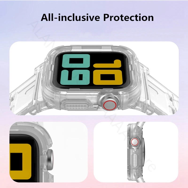 Ремешок спортивный летний для Apple Watch Series 1 2 3 4 5 встроенный прозрачный браслет и