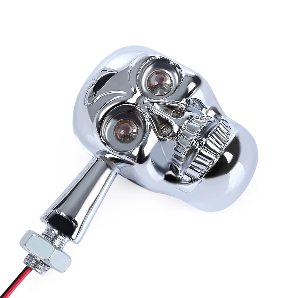 

Pair of Motorcycle Skull Shape Turn Signal Light Motorbike LED Indicator Lamp