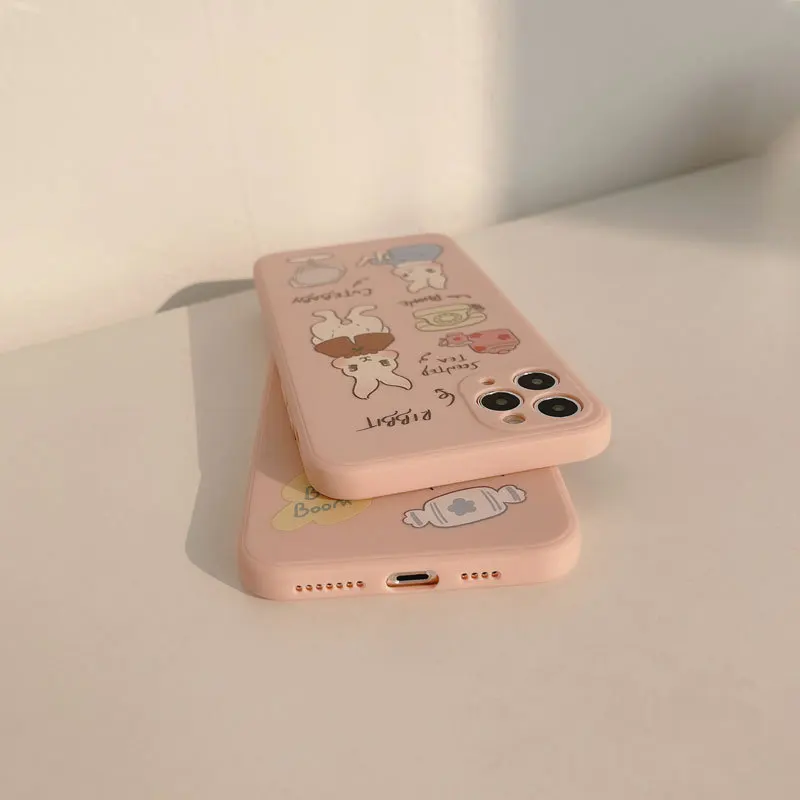 

Cartoon rabbit mobile phone case is suitable for iPhone11 12Pro Max mini X XR XS XSMax 8 7PluS anti-fall protective back cover