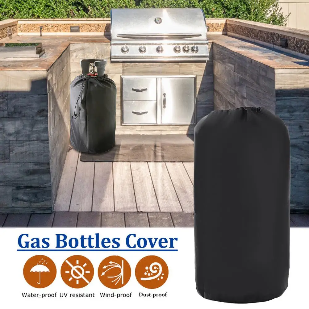 BBQ Gas Cylinder Waterproof Cover Outdoor Rainproof Oven Stove Dust Camping Accessories Oxford Cloth Black | Дом и сад
