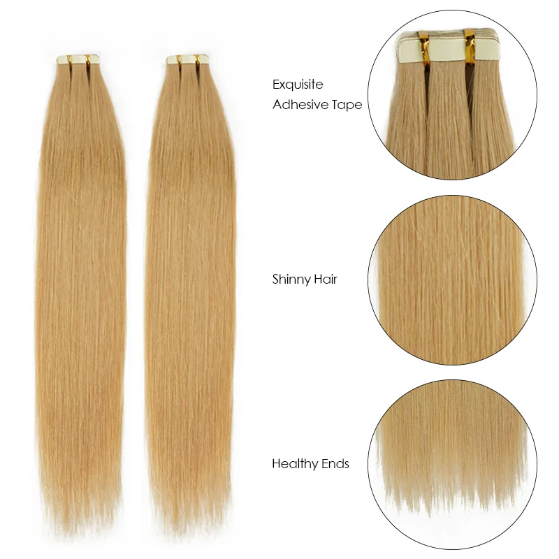 

Veravicky Honey Blonde color Remy Tape in Human Hair Extensions Skin Weft Seamless European Hair Samples for Salon Hair