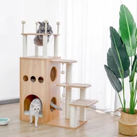 domestic delivery wooden modern cat tower cats activity cat furniture with removable and washable mats for kitten large cats