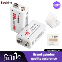 soshine 6f22 650mah 9v li ion rechargeable battery with portable battery box for multimeter wireless microphone alarm