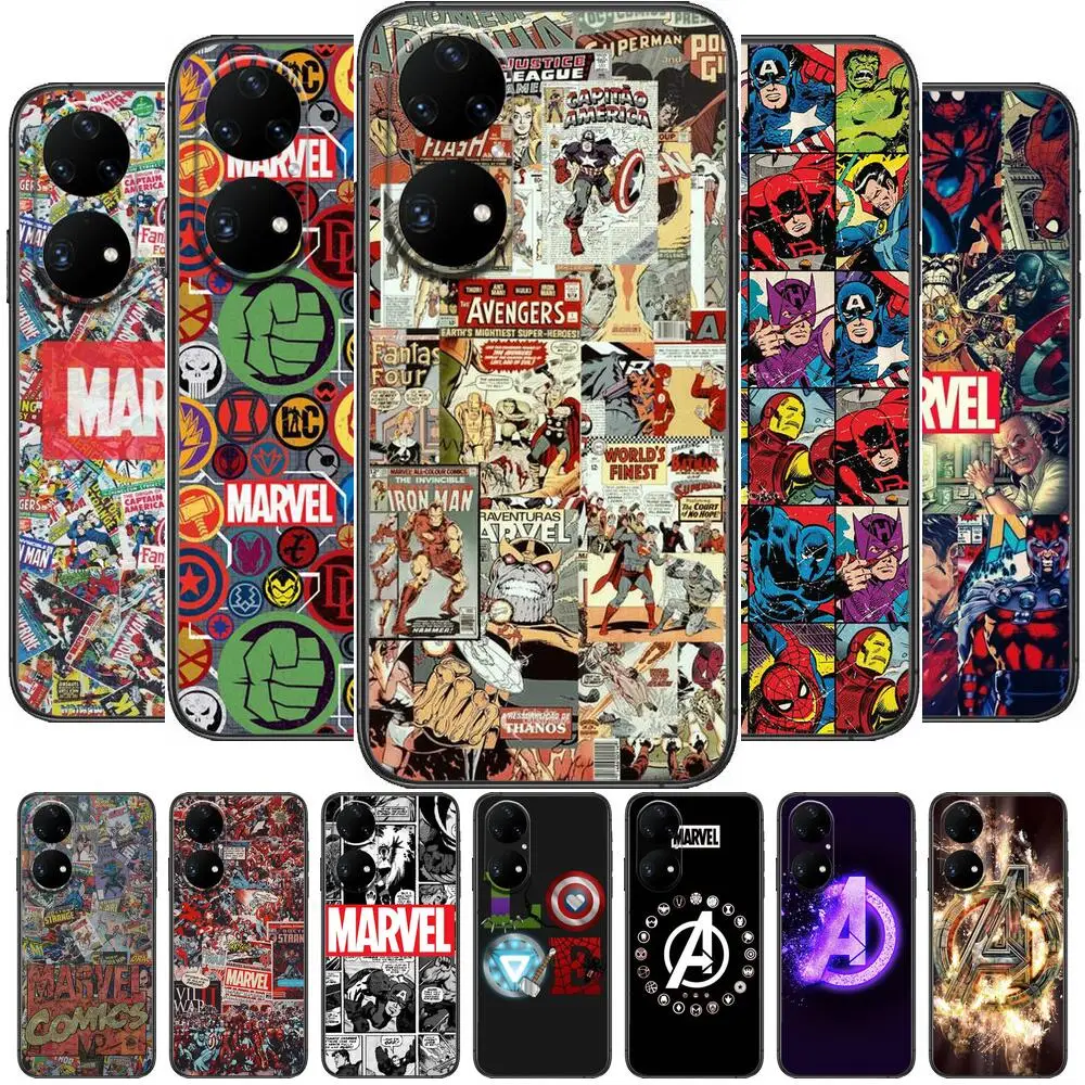Чехол для телефона с логотипом Marvel Мстители Huawei p50 P40 p30 P20 10 9 8 Lite E Pro Plus черный
