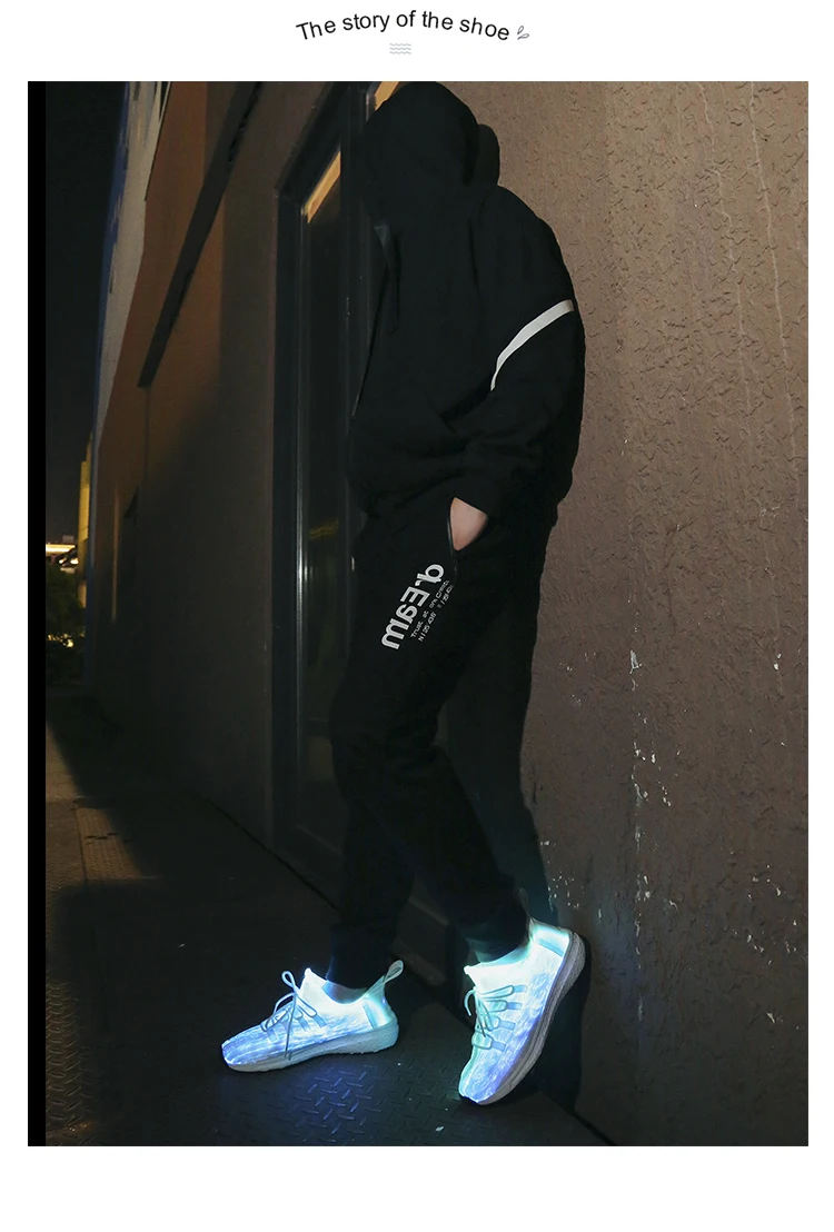 Большой Size25-46 Led волоконно-оптический обувь для девочек и мальчиков; размеры Для мужчин Для женщин USB зарядки светящиеся кроссовки, мужская легкая обувь на шнуровке Обувь для стрит-данса