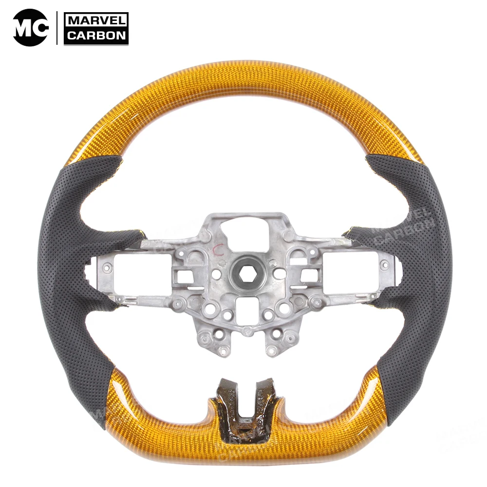 

Race display 100% Real Yellow Carbon Fiber Steering Wheel for Mustang