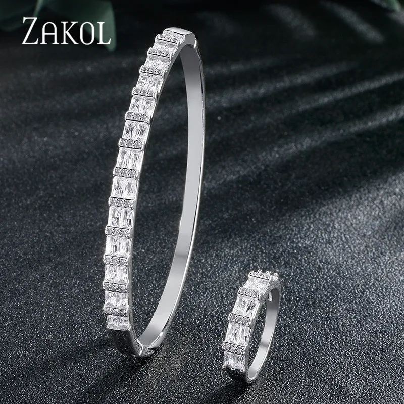 Новое поступление Классические свадебные ювелирные изделия ZAKOL с кубическим