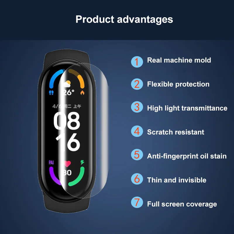 

1~5PCS Soft Glass Film For Xiaomi Mi Band 6 Screen Protector Protection Film For Xiaom Band 6 Protective Glass Case Accessories