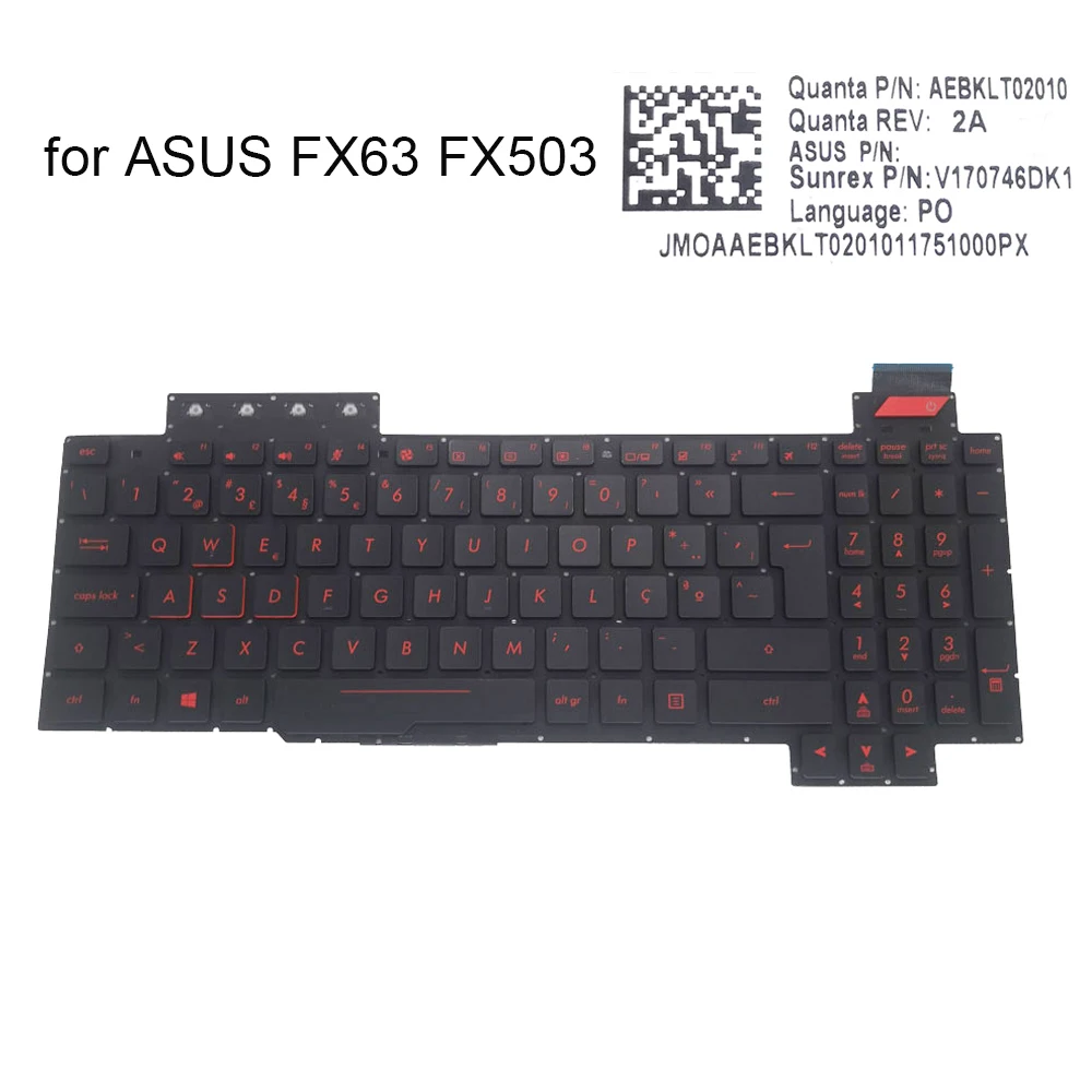 

New Portuguese backlit Keyboard for ASUS ROG FX503V FX503VD FX503 VM PO Portugal qwerty laptops Keyboards hot sales AEBKLX01020