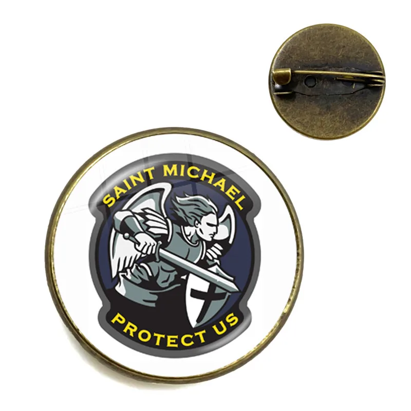 Стеклянная брошь из кабошона Archangel St.Michael Protect Me Saint Shield защита Charm русский Orhodox