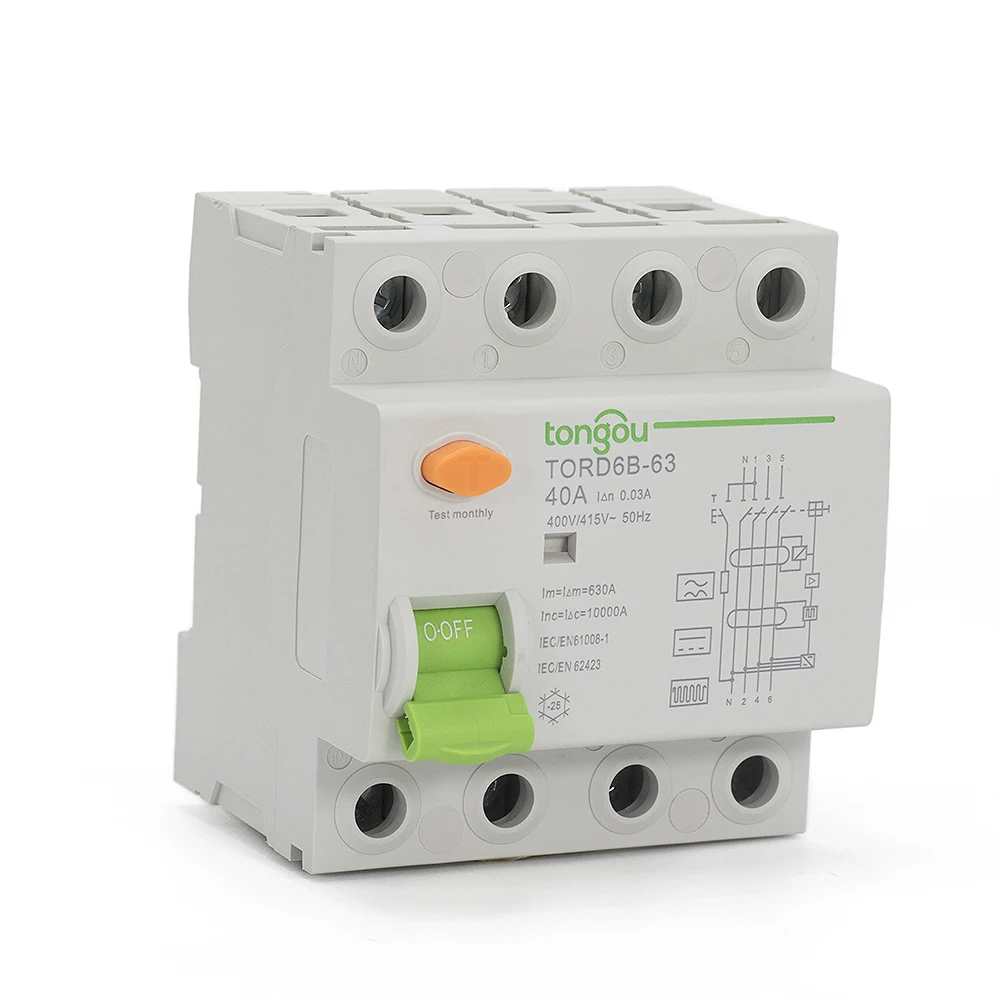 4 полюсный 40 ампер 30 мА Тип B 10KA RCCB RCD 230V 400V автоматический выключатель остаточного