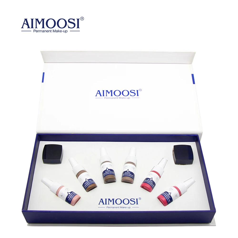 AIMOOSI 2+6 Pcs Tattoo Semi Permanent Pigments Ink For Makeup Microblading Eye Eyebrow Lips Gloss Body Art Beauty Women Supplies