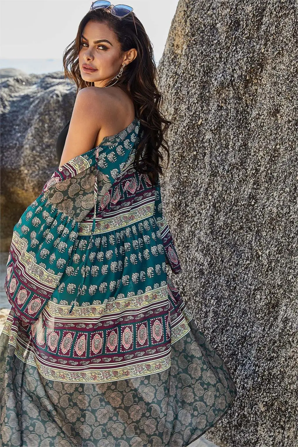 

Sexy Beach Cover up Print Bathing Swimwear Women Summer Dress Loose Chiffon Midi Sun Proof Shirt Ladies Bikini Cover Up Cardigan