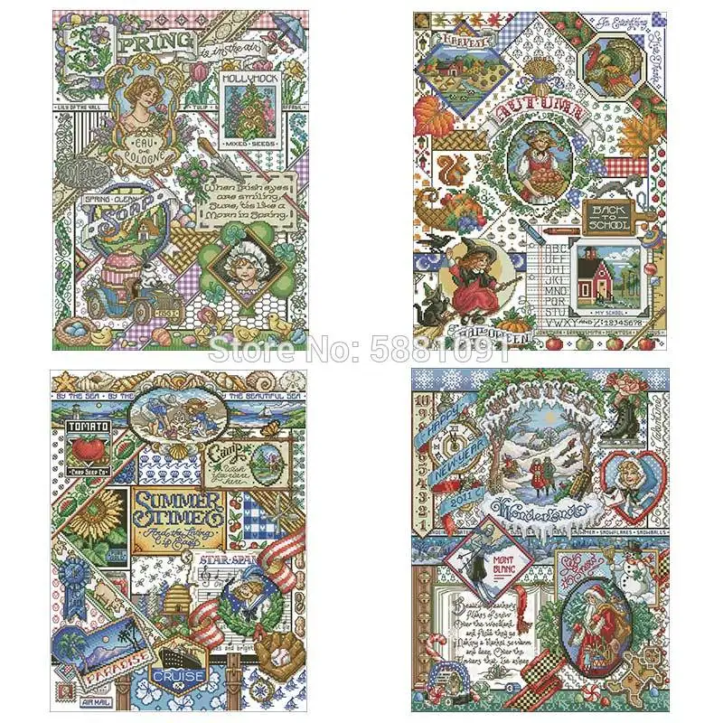

Four seasons Шаблоны для вышивки крестиком 11CT 14CT 18CT DIY оптовая продажа китайских комплектов для вышивки крестиком наборы для вышивки