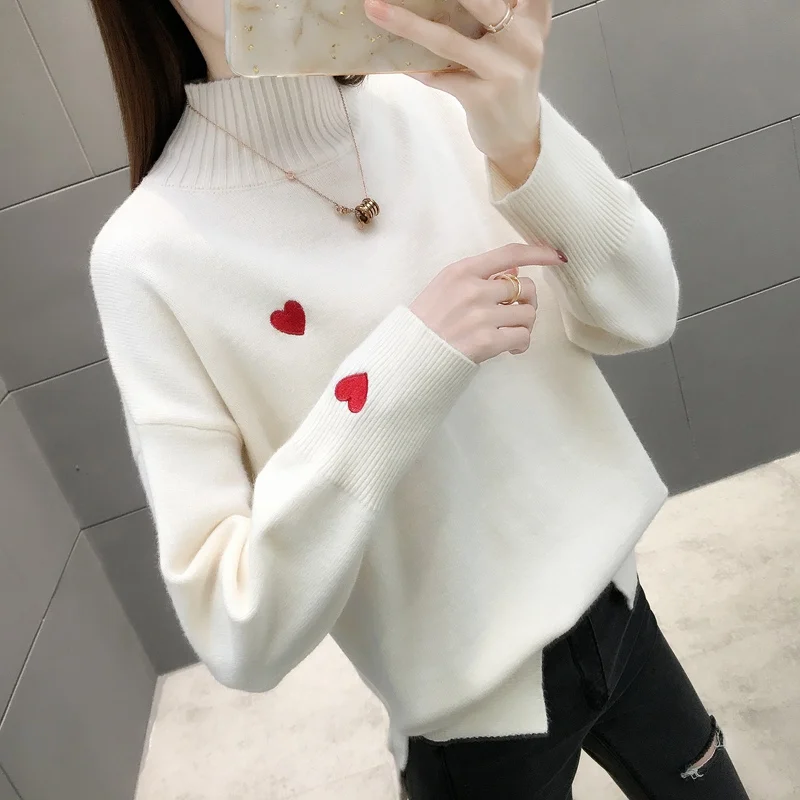 12679 (room 6 row 4 7)Actual photograph of the new half-high collar knitted sweater Pullover loving pattern 42 | Женская одежда