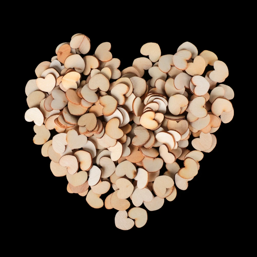 

200pcs/Pack DIY Table Crafts Art Embellishment Scrapbooking Wooden Love Heart Confetti For Craft Wedding Party Decoration