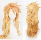 Парик для косплея киметасу из аниме рассекающий демонов, высокотемпературные волосы с золотистым многослойным градиентом, 65 см