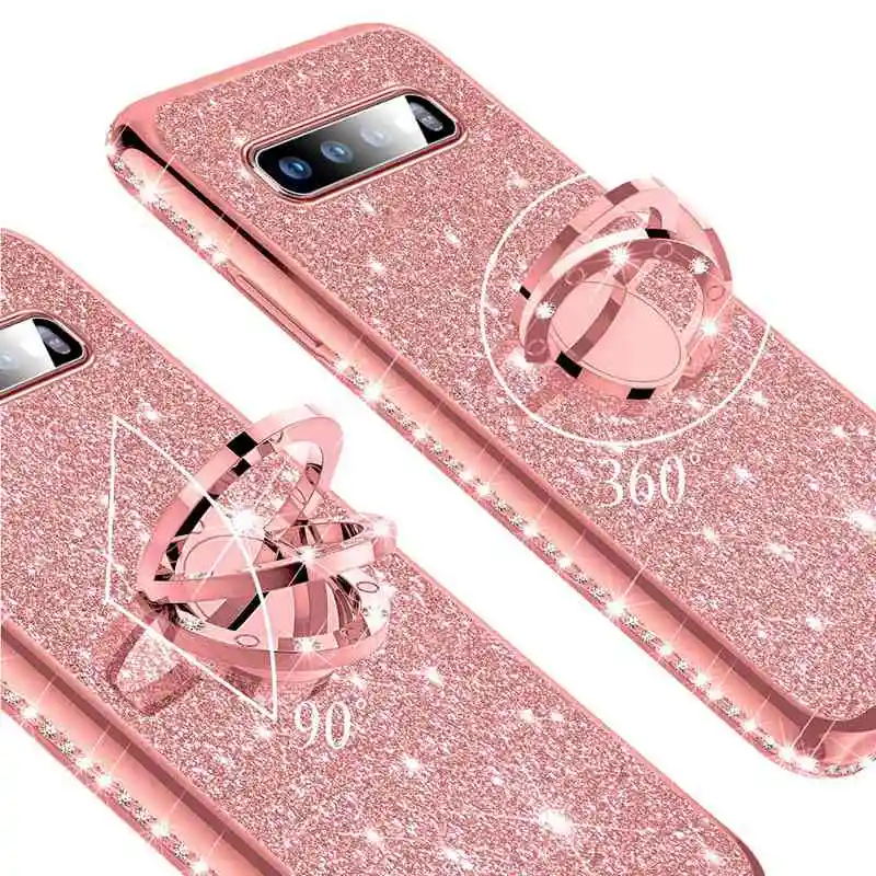 Блестящий чехол с кольцом на палец для Samsung Galaxy S10 5G S8 S9 Plus S10e A10 A20 A20E A30 A40 A50 A70 M20