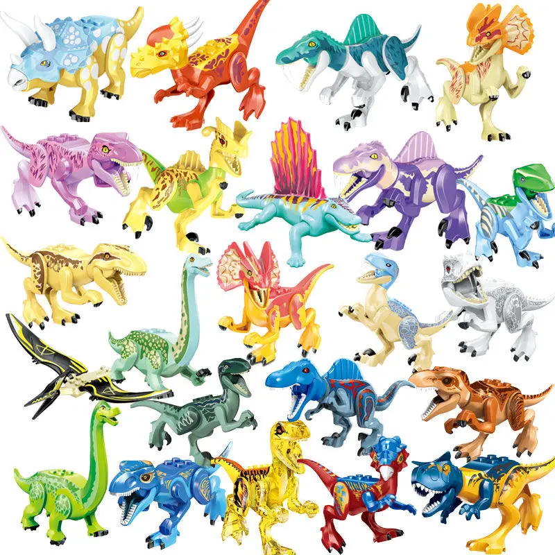 

Locking Blocks Jurassic Dinosaurs Tyrannosaurus Rex Wyvern Velociraptor Stegosaurus Building Blocks Toys For Children Dinosaur