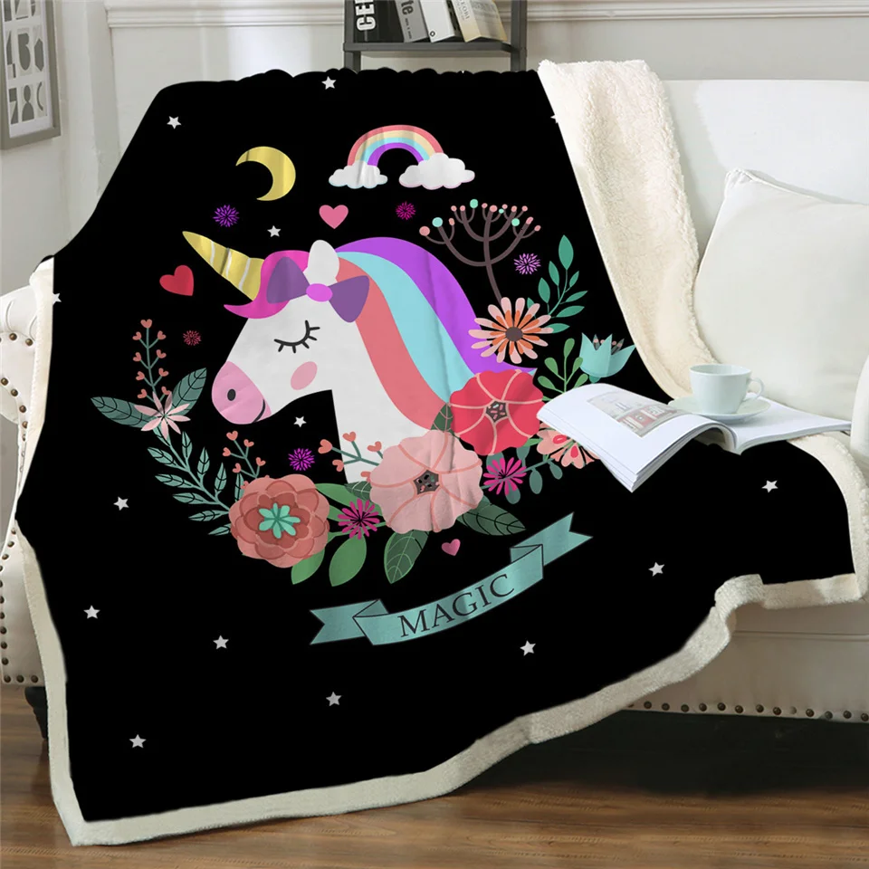 BeddingOutlet одеяло с рисунком единорога, детское одеяло с цветочным рисунком, мягкое плюшевое покрывало для девочки, тонкое одеяло, Прямая поставка