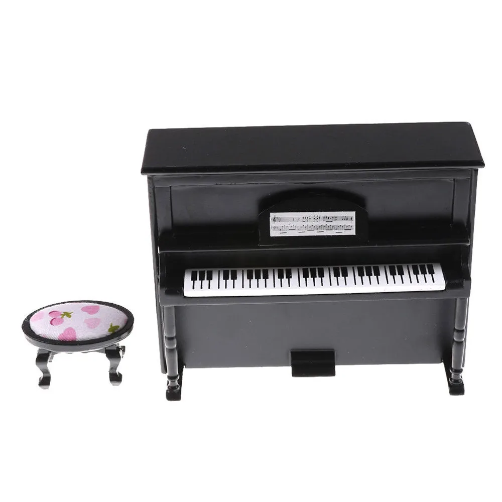 1/12 Scale Wooden Black Piano Mini Model Dollhouse Furniture Miniature Craft Ornament Instrument Pretend Play Toy Accessories#g4 | Игрушки и