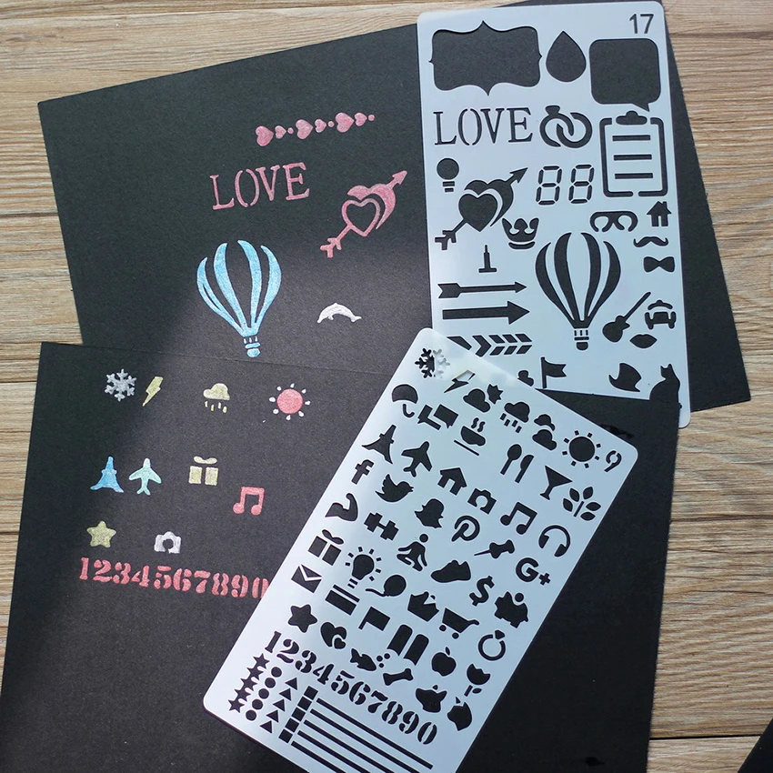 

10.3x18cm Drawing Stencils Template PET Plastic Stencils DIY Stencils Drawing Templates for Journals Scrapbook Notebook Planner