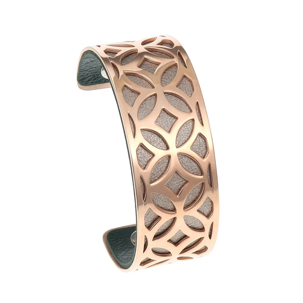 006 Кремо ажурные нержавеющая сталь браслеты браслет золото Bijoux Femme Manchette Сменные Реверсивные кожаные руки манжеты - Окраска металла: 006