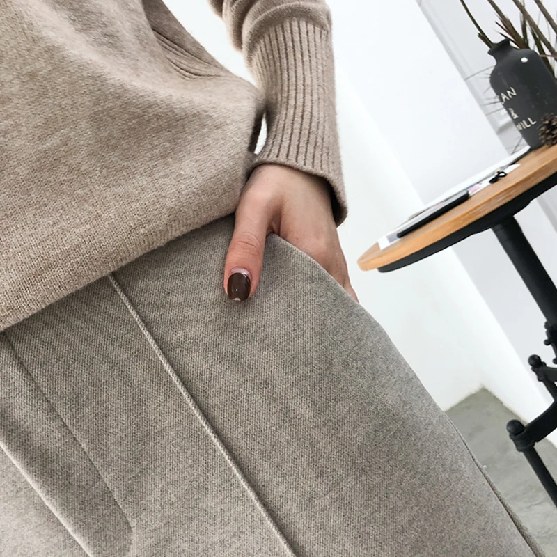 

New Female Trousers 2021 Autumn Winter Thicken Women Pencil Pants Plus Size OL Style Wool Female Work Suit Pant Loose 6648 50